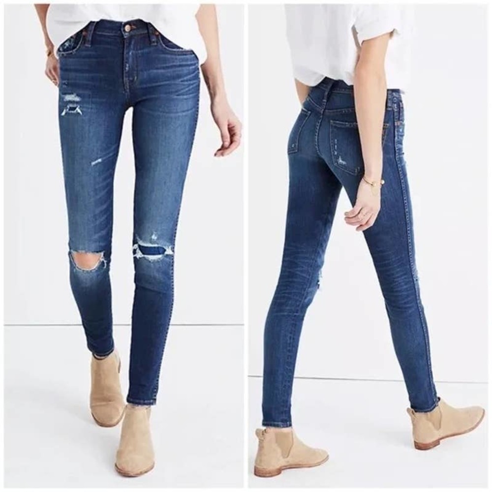 MADEWELL 9" High Riser Skinny Skinny Jeans Ripped and Patched Edition 30